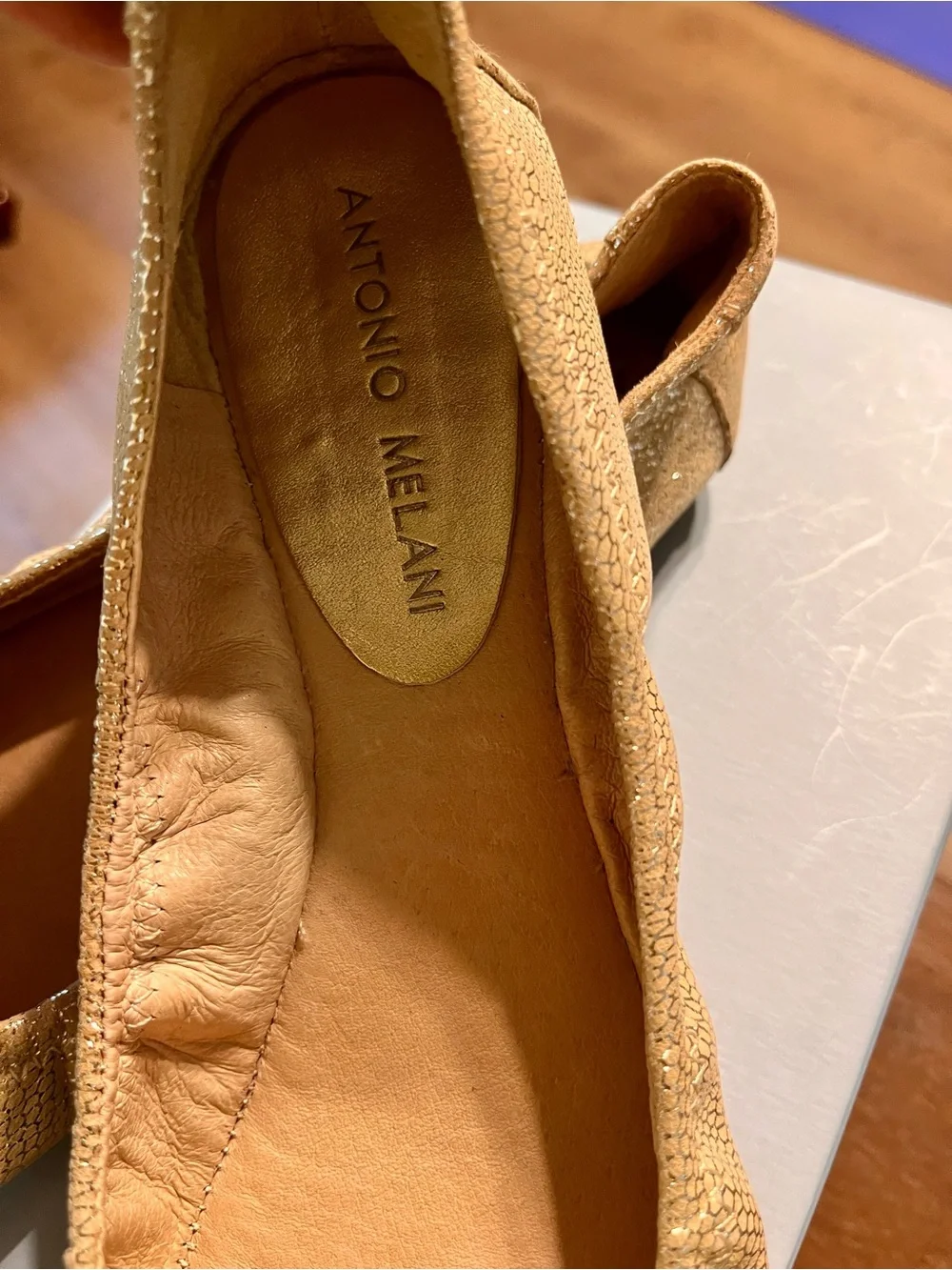 Gold Antonio Melani Embellished Women's Ballet Flats - Elegant Metallic Slip-On